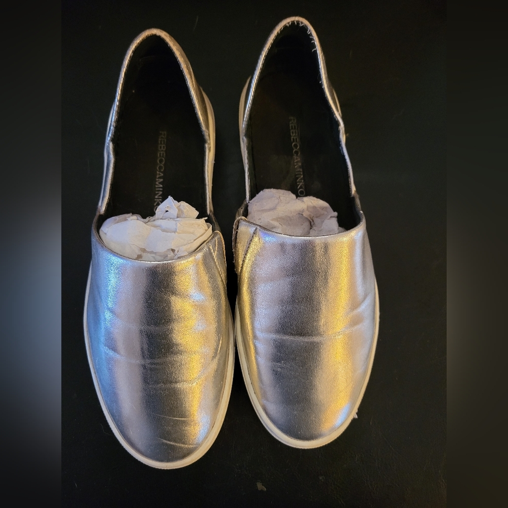 Rebecca Minkoff Metallic Silver Slip-On Sneakers
